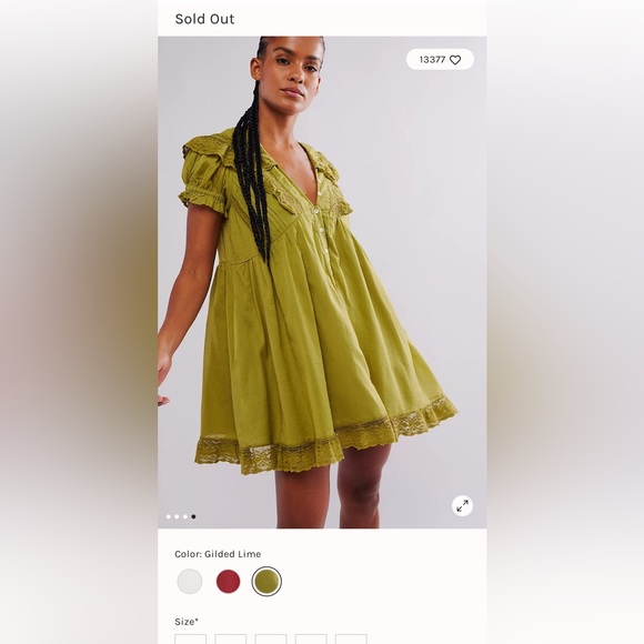 Mustard Yellow Lace Trim Button-Front Dress Free People Sun-kissed Mini Dress - Picture 2 of 13